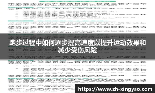 跑步过程中如何逐步提高速度以提升运动效果和减少受伤风险